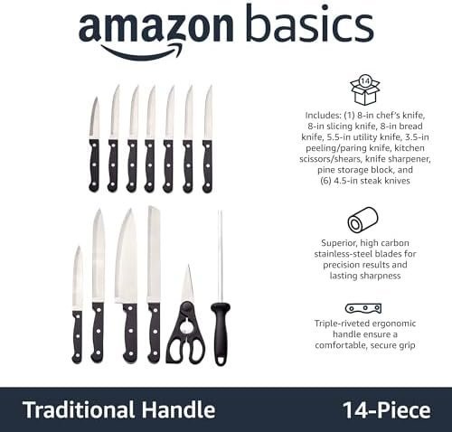 14-Piece Stainless Steel Kitchen Knife Set - Image 8